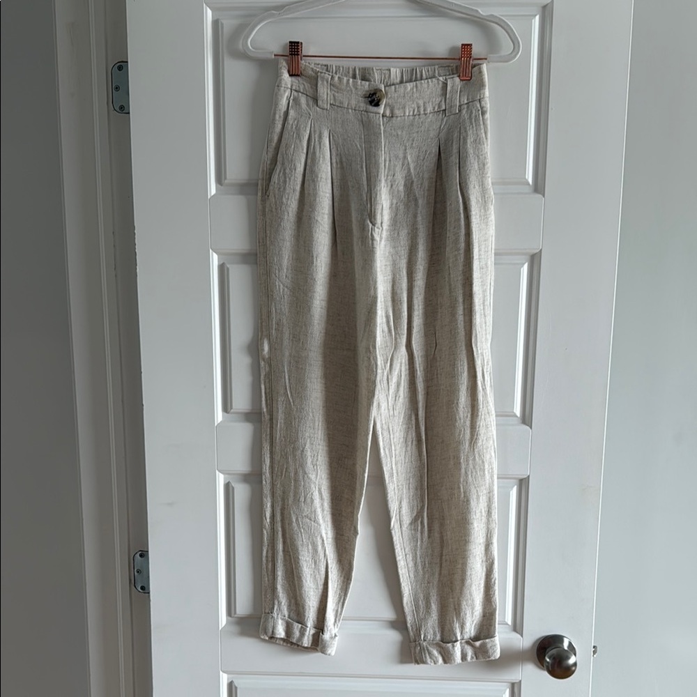 Dynamite Cream Chinos with Pleated Design